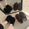 One-pedal Thick-soled Gray Felt Cotton Shoes, New Bag Head Half-drag Mao Mao Shoes, Women's Autumn and Winter Outer Wear