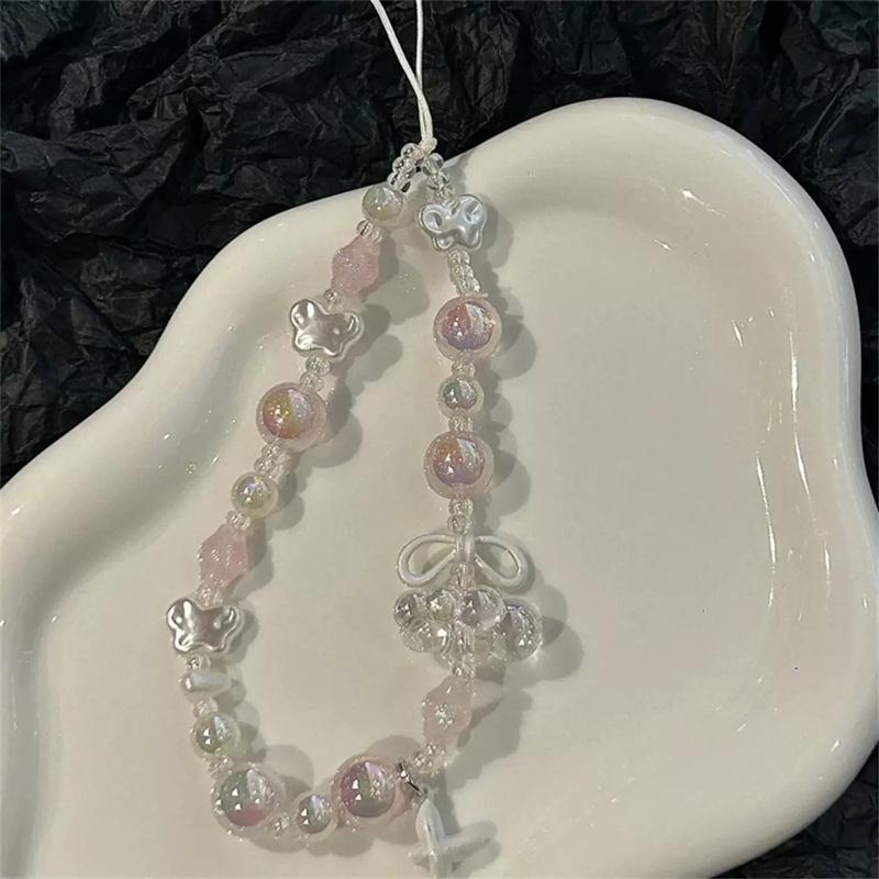 

Korea Cute Butterfly Cloud Phone Laser Bracelet Strap Charm Chain Knot Cellphone Lanyard Keychain Bag Camera Lanyard Accessories