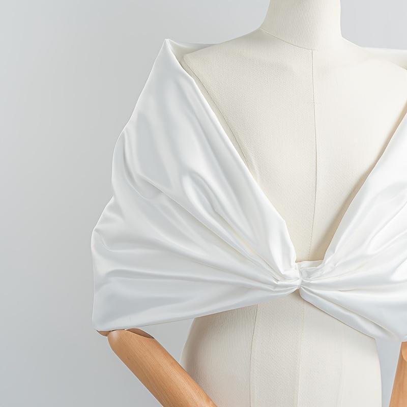 Satin Twist Bridal Shawl Wrap Elegant Short Stole Cover Up Shoulder Cape for Wedding Evening Party Formal Dress