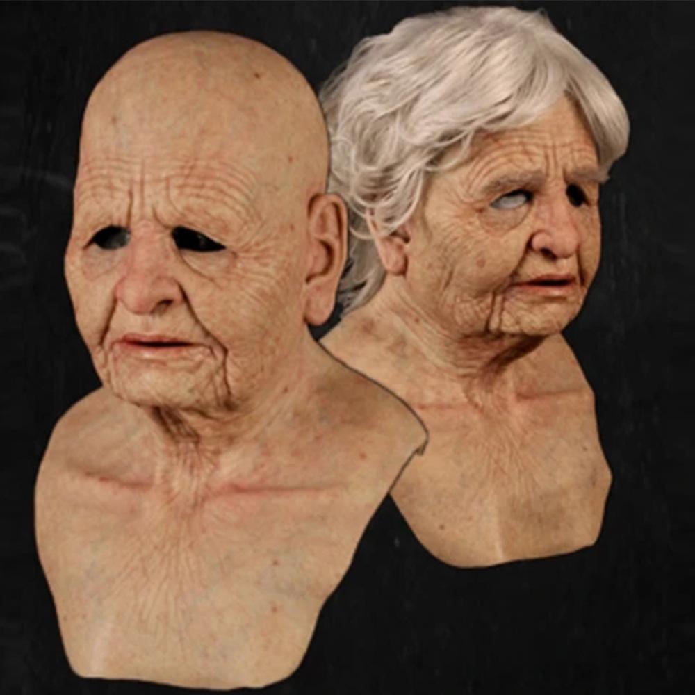Age Wrinkled Granny Latex Mask, Party Mask