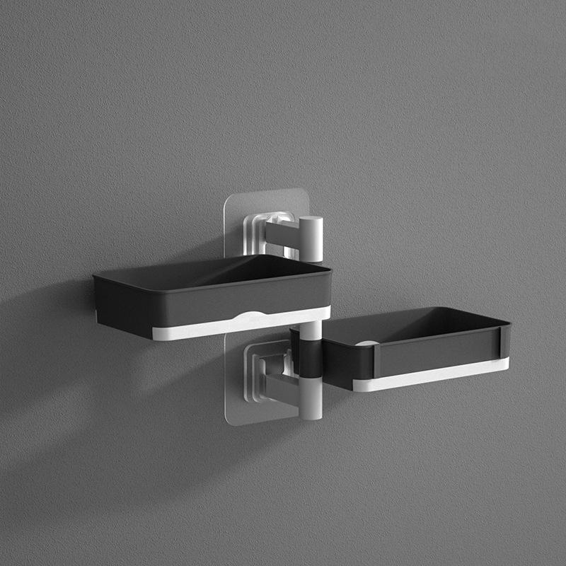 

Rotary Soap Box Perforation Free Wall Mounted Drain Storage Rack Multifunction Dry Wet Separation Bathroom Organizer For Home