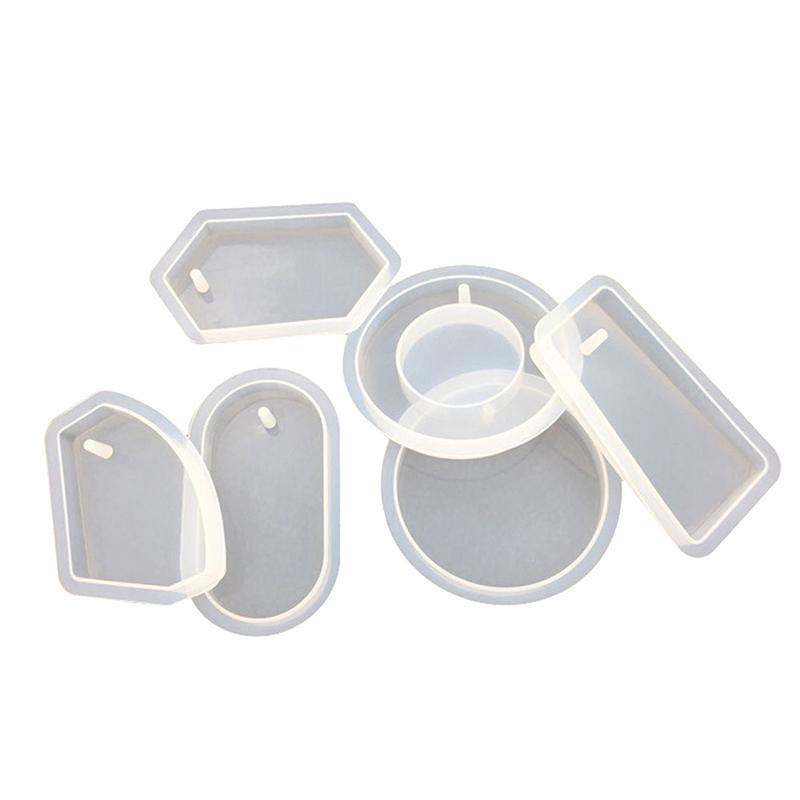Keychain Pendant Mold Set Diy Pendant Resin Mold Crystal Epoxy Silicone Mold Round Rectangle Pendants Jewelry Making