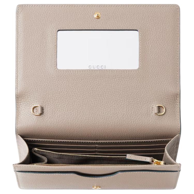 Gucci Double G Metal Logo Leather Shoulder Bag Women Shoulder Bag Light-Blue Beige 497985-AAE5F-1642