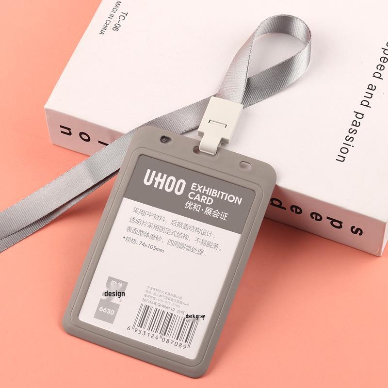 Large Meeting Name Tag Lanyard - Customizable Visitor Badge & ID Card Holder серый
