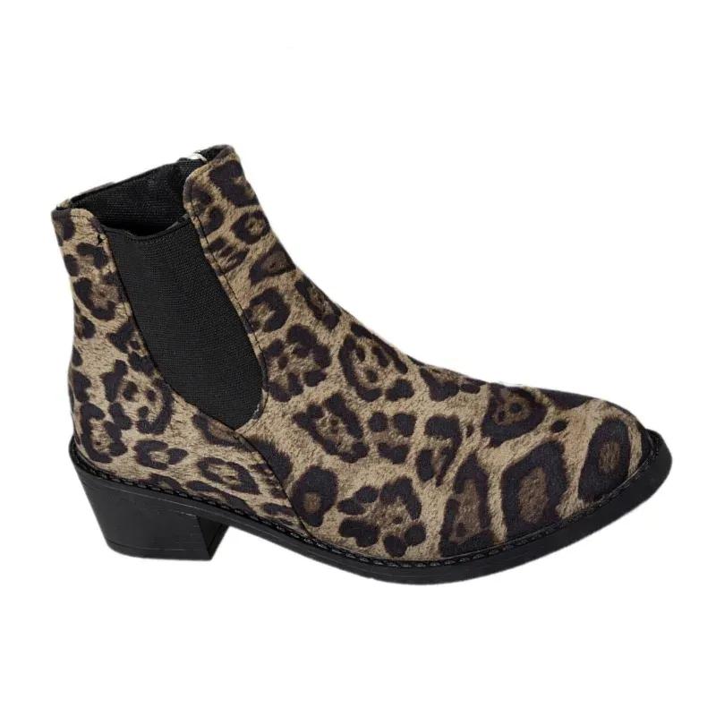 Leopard Women Snow Ankle Boots Sexy Chunky Chelsea Shoes Woman 2025 Trend Winter Retro Goth Gladiator Pointed Toe Botas De Mujer