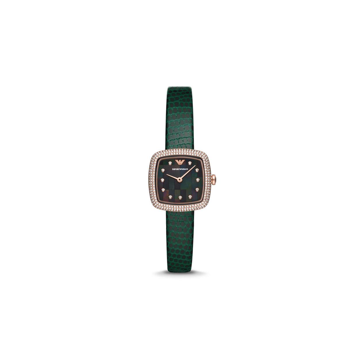 EMPORIO ARMANI Wrist Watch Quartz Movement Leather Strap 26mm Green Dial Women s Watch AR11497 Green Strap