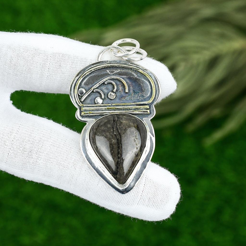 Sisters Day Deal Picasso Jasper Stone 925 Sterling Silver Anniversary Pendant