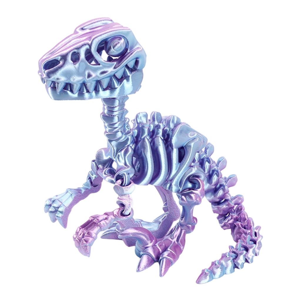 3D Printed Articulated Raptor Skeleton Figurine Dinosaur Bones Poseable ModelToy For Home Office Decors and Collector