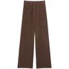 Damen Kaffeefarbene Chenille-Cordhose mit weitem Bein - Herbst/Winter Bodenlang, Lässig Gerades Bein - Weiß