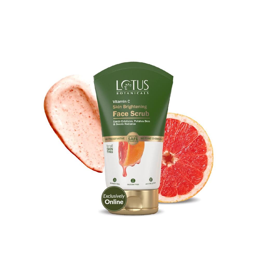 Lotus Botanicals Vitamin C Skin Brightening Face Scrub | Gently Exfoliates Dead Skin | 100x Vitamin C | Sulphate, Silicon & Chemical Free | All Ski