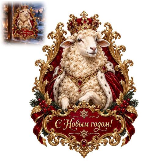 Glass Door Decorations for Holidays Russian New Year Window Cling, 2027 Zodiac Sheep Sticker, Eco Friendly Festive Wall Decals of Goat Static