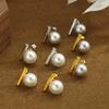French Imitation Pearl Earrings A Word Metal Studs Retro Simple Temperament Earrings Ins Cold Ear High End Sense Niche Design
