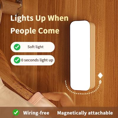 Human Sensing Night Light Led Household Wardrobe Light Magnet Adsorption Long-Lasting Battery Life Lamp