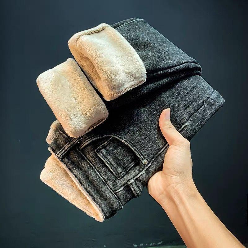 

Зимові Теплі Флісові Джинси-Олівець Жіночі Еластичні Легінси з Високою Посадкою Vaqueros Зимовий Одяг Повсякденні Вінтажні Потовщені Джинсові Штани 32