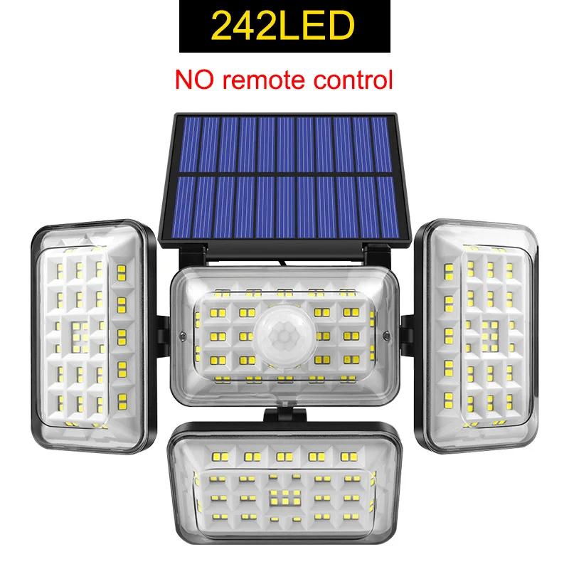 LED Solarleuchte 242LED Außen Bewegungssensor Sicherheitslampe 4 Verstellbare Köpfe 270° Weitwinkel Flutlichter Für Garage Hoflampe