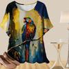 Women's Casual Loose Spring Shirt Women's Short Sleeve Forest Animals Printed Tops