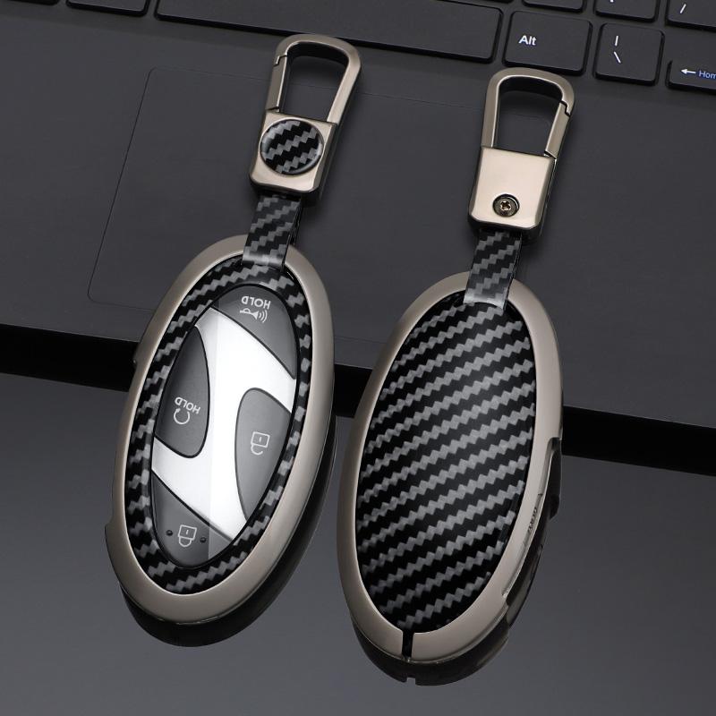 5 7 Buttons Carbon Fiber Texured Car Key Case Cover For Hyundai Kona Ev Grandeur GN7 IONIQ 6 2025 2025 Remote Key Protect Shell