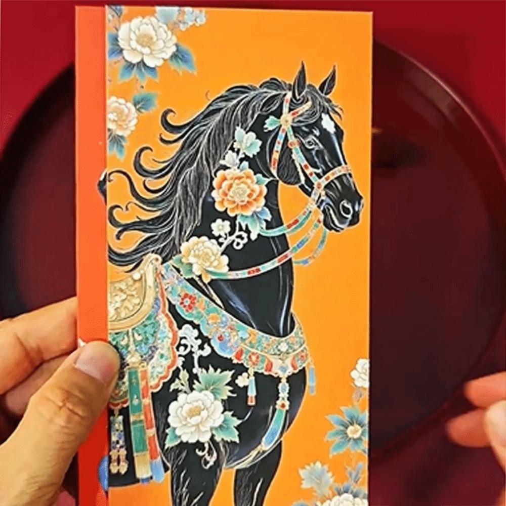 6pcs Cartoon Money Envelope Horse Year Design Lucky Red Pockets Gift Envelopes Wedding