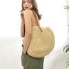 Strohtasche Damenmode-Umhängetasche mittig runder handgewebter Bohemian-Strandtasche aus Rattanstroh