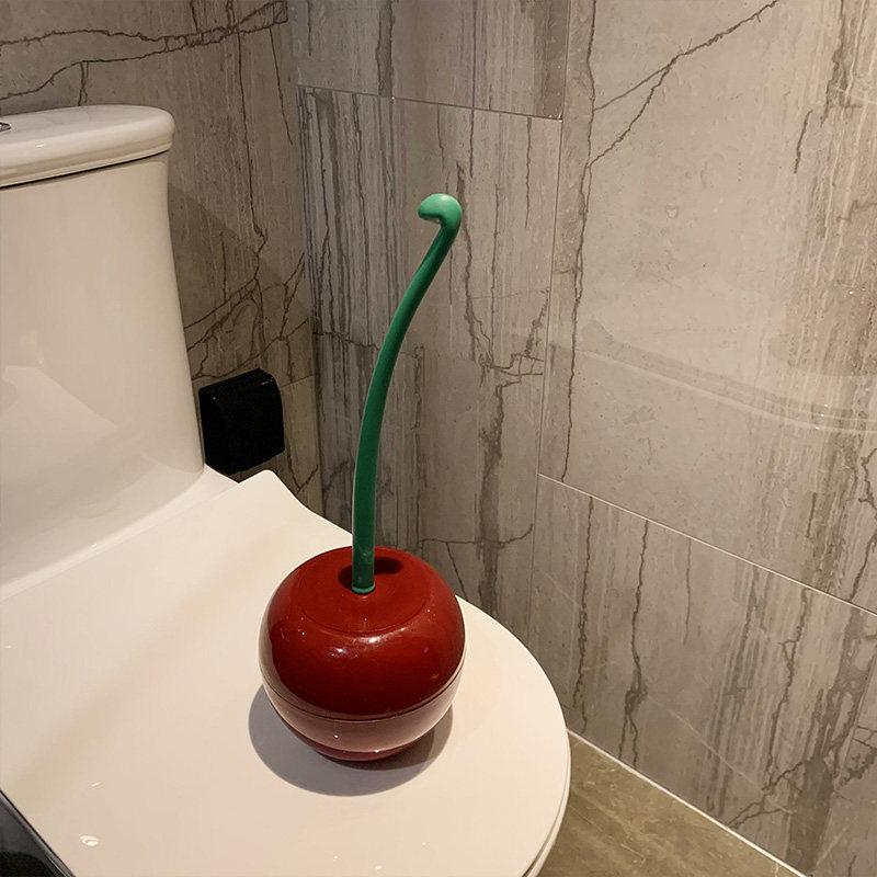 New Cherry Toilet Brush Household No Dead Angle Hand Washing Bathroom Cleaning Toilet Long Handle Brush with Base toilet cleaner
