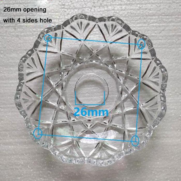 D12xH3cm Bernstein Grau Glas Tropfschalen Ersatz mit 4 Seitenlöchern,Klares Cognac Kristall Tropfschalen Schale mit 12mm 26mm 30mm Öffnung