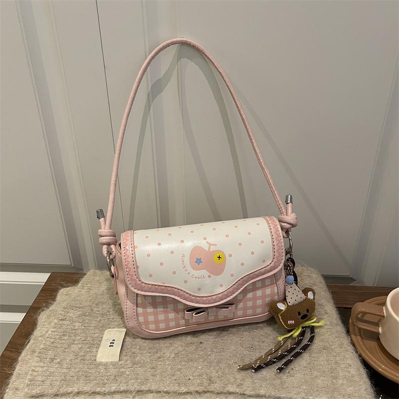 Cute Pink Apple Niche Women's Bag New Underarm Shoulder Bag Portable Niche Women's Bag Popular Small Square Bag