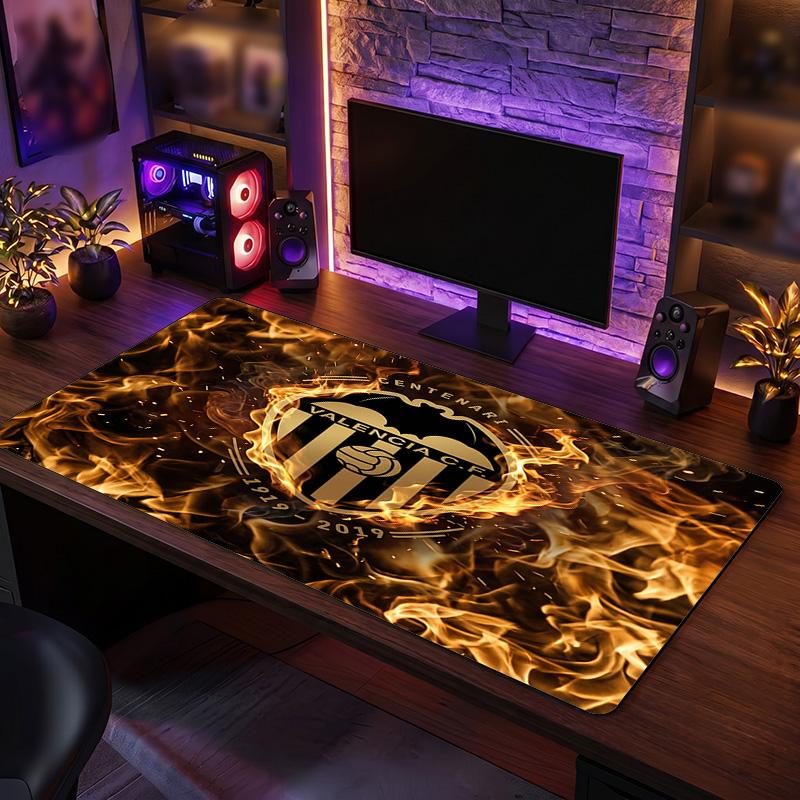 Valencia FC Theme Pattern Mouse Pad, Soccer Logo Design XXL Gaming Desk Mat Non-Slip Computer Mouse Pad