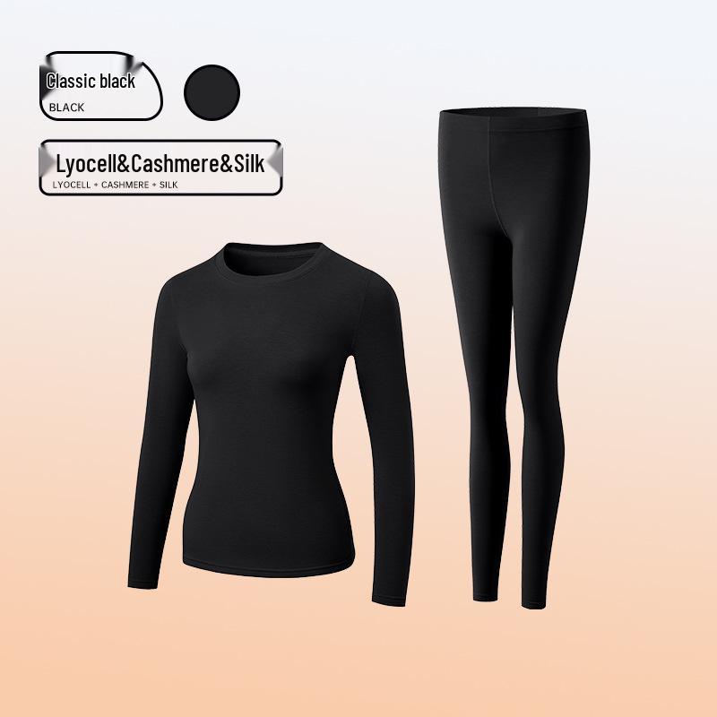 Women's Customized Autumn/Winter Cashmere Silk Antibacterial Heated Lyocell Warm Underwear Set