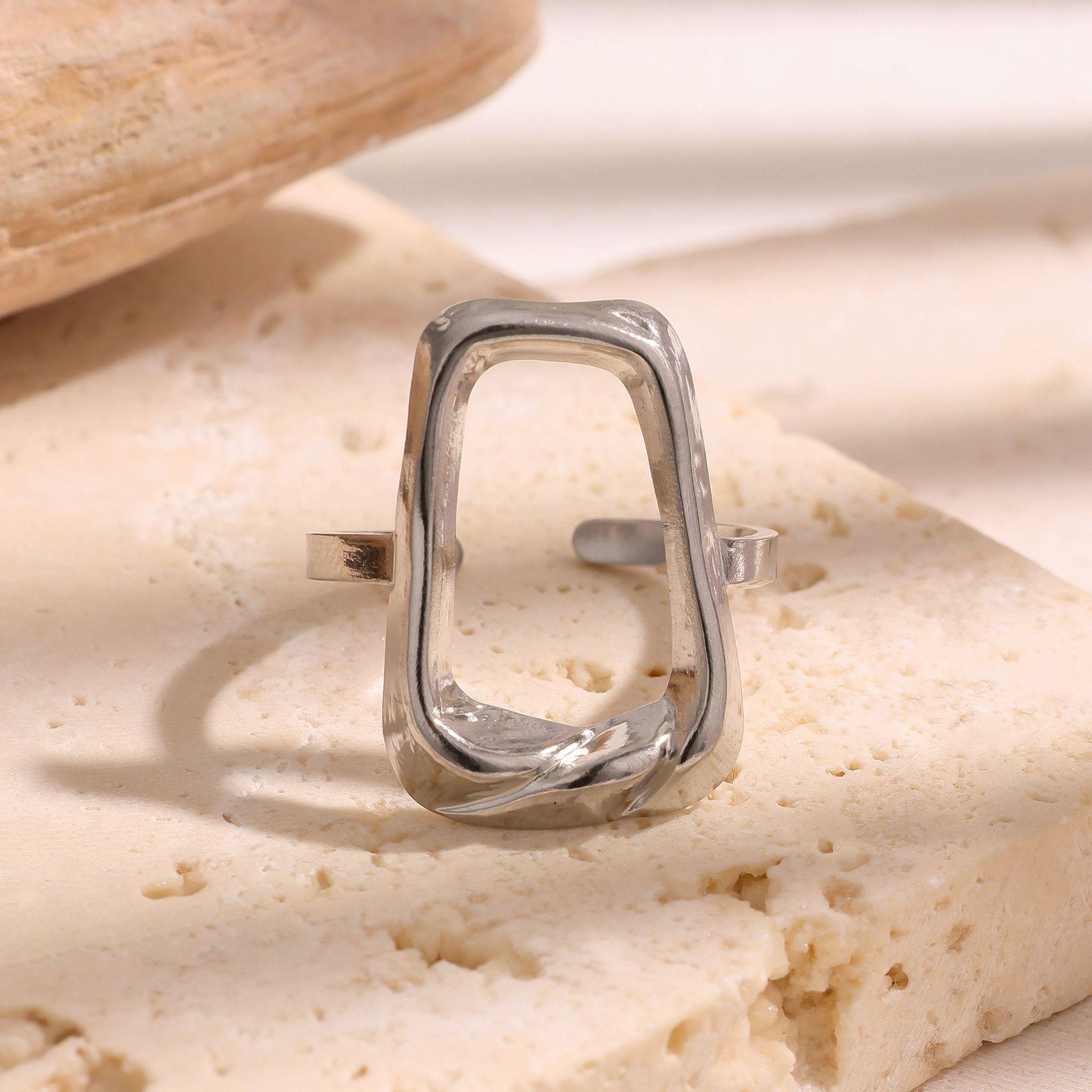 Cross Icon 18K Gold & Stainless Steel Open Ring – Trendy, Colorfast Titanium Design