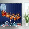 3D Red Santa Christmas Bathroom Shower Curtain New Year Party Xmas Wall Hanging Waterproof Polyester Bathtub Bath Curtains Decor