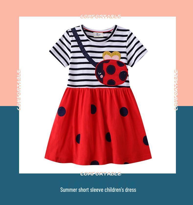 2026 Summer Girls' Knit Short Sleeve Dresses - European and American Styles