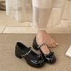 White French Round Head Light Mouth Thick High Heel Single Shoes Women's Summer 2025 New Versatile Skirt Heightening Mary Jane Shoes