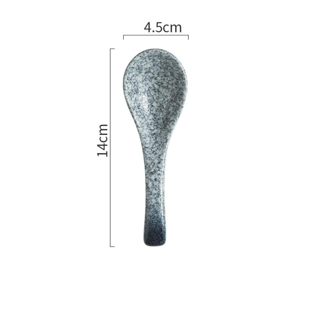 Retro 14CM Ceramic Soup Spoon Kiln Change Japanese-style Kitchen Teaspoon Microwavable Thickened Tableware Home