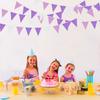 10M/32Ft Purple and White Pennant Banner Fabric Triangle Flag Cotton Cloth Bunting Garland Kit for Wedding Birthday Lavender Party Home Nursery