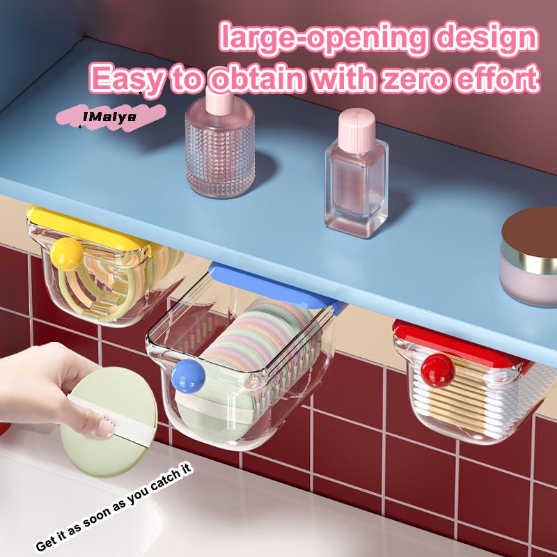 Transparent Bathroom Cotton Stick & Makeup Storage Box Pull-Out Drawer Style Bedroom Mirror Cabinet Organizer