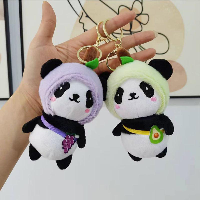 Adorable Plush Panda Keychain Avocado Short Plush Stuffed Animal Doll Bulk