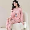 Aifen Teng Women's Pajamas Set: Pure Cotton, Long Sleeve, Long Pants, Casual Home Wear, Suitable for Spring, Autumn, and Winter.