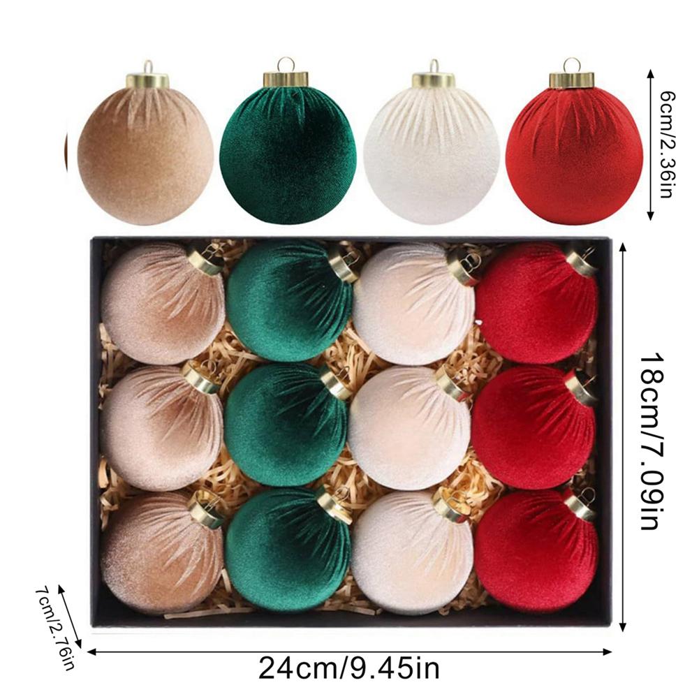 6cm/12PCS Wrapped Cloth Ball Christmas Ball Ornament Hanging Pendant Christmas Decoration