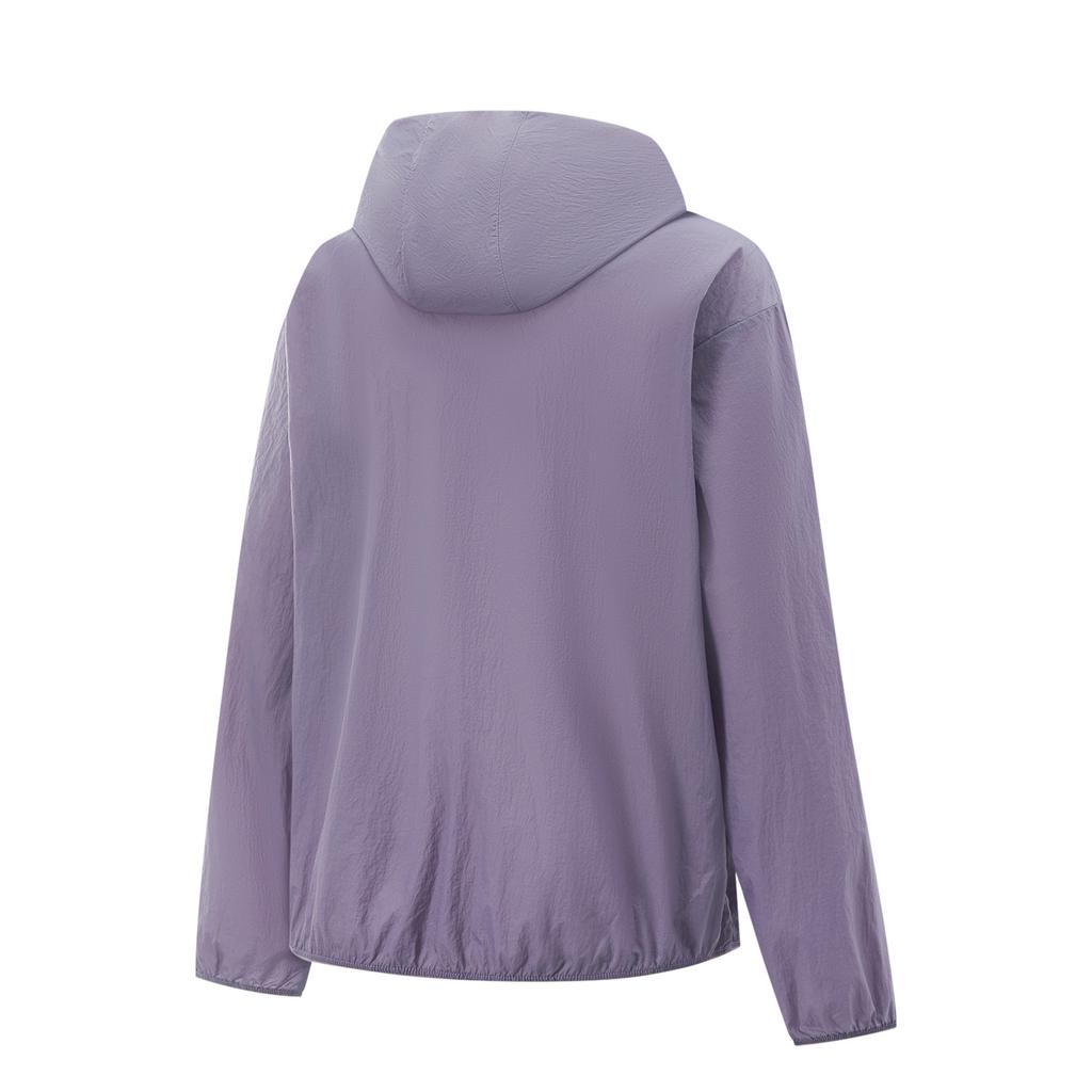 Li Ning Ice Silk Breathable Loose Sun Protection Windbreaker Women Outerwear Charcoal-Purple AFDV428-4