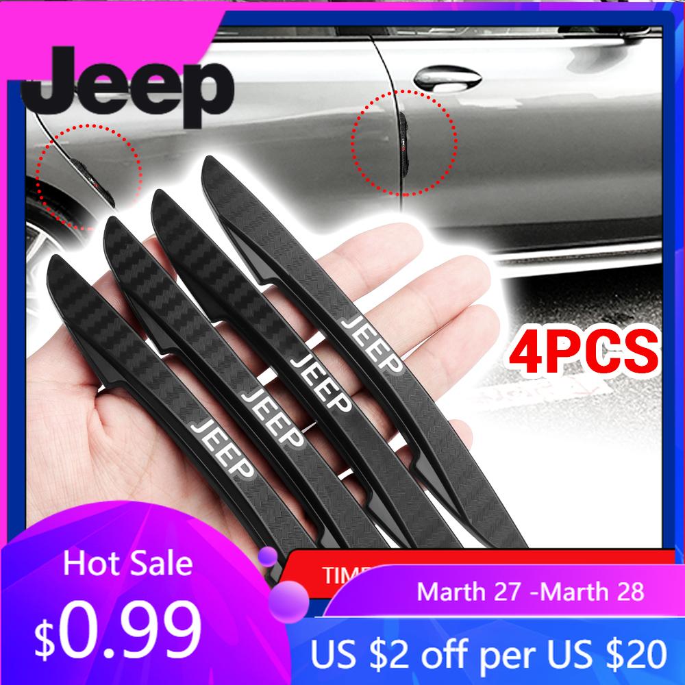 For Jeep 4PCS Car Door Anti-collision Sticker Rearview Mirror Bumper Strip For Jeep Renegade Patriot Wrangler Cherokee Compas