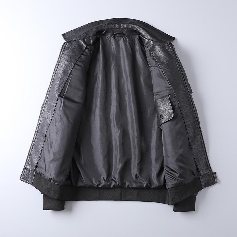 Кожаная куртка мужская корейская версия модная облегающая красивая воротник-лацкан весна — фото 3