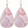 Colorful Marble Pattern PU Leather Earrings For Women Creative Fashion Teardrop Earrings Double-Sided Printing