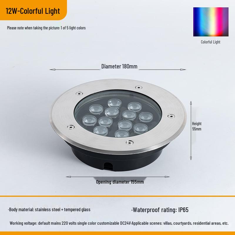 Ultra-Thin Waterproof LED In-Ground Courtyard Spotlight for Garden Decoration