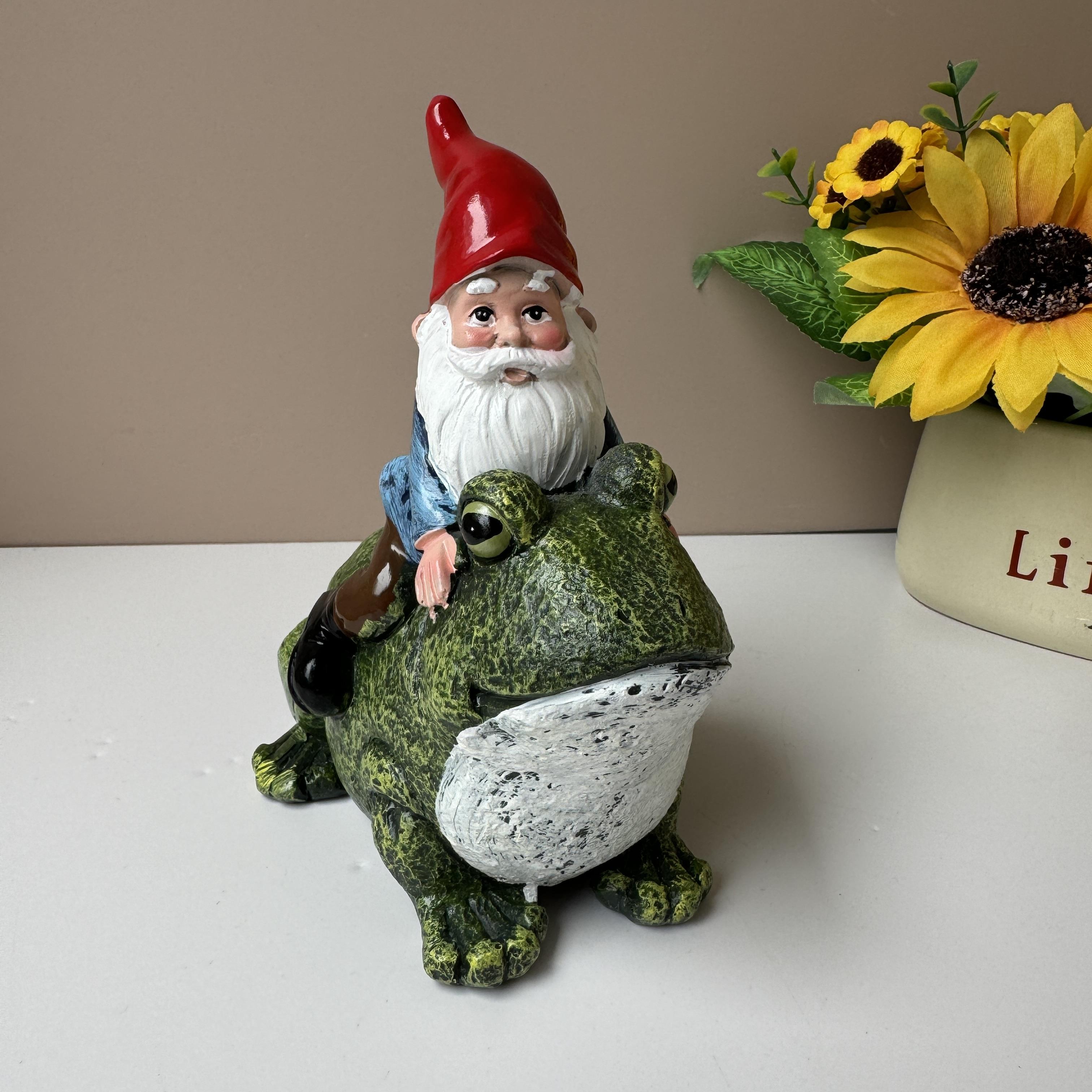 

Dwarf Riding Frog Resin Ornament Garden Cute Ornament Garden Decoration Ornament Home Decoration