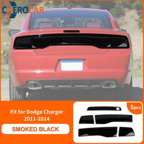 Smoked Black Taillight & High Brake Light Trim For Dodge Charger 11-14 Exterior