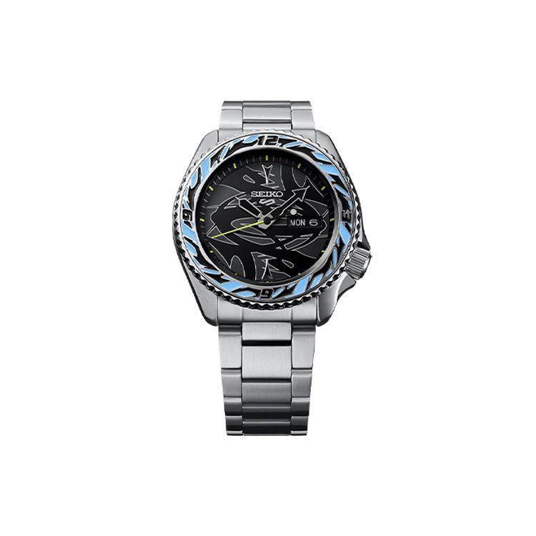 

Seiko 5 Водонепроникний Автоматичний Механічний Рух Нержавіюча Сталь Годинник Чорний Циферблат Чоловічі годинники SRPG65K1 Silver Strap