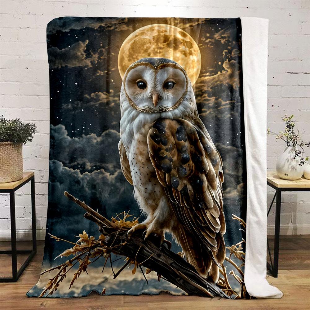 Moon Owl Branch Print Blanket bedroom Blanket for Livingroom Couch lunch break Soft throw for Friend's festival Gift