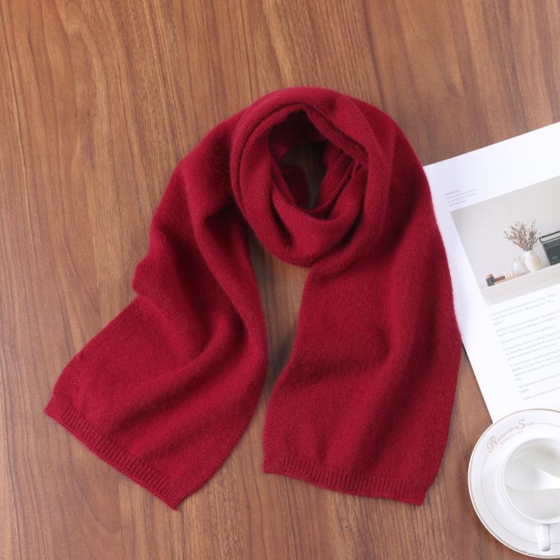 100% Pure Wool Solid Color Knitt Scarf Winter Women'Sthermal Neck Wrap Casual Thick Neckerchief Wraps Soft Warm Dressing Up