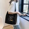 Women Corduroy Shoulder Bags Bear Pattern Ladies Casual Handbag Reusable Large Capacity Tote Bags Casual Female Shopping Bags