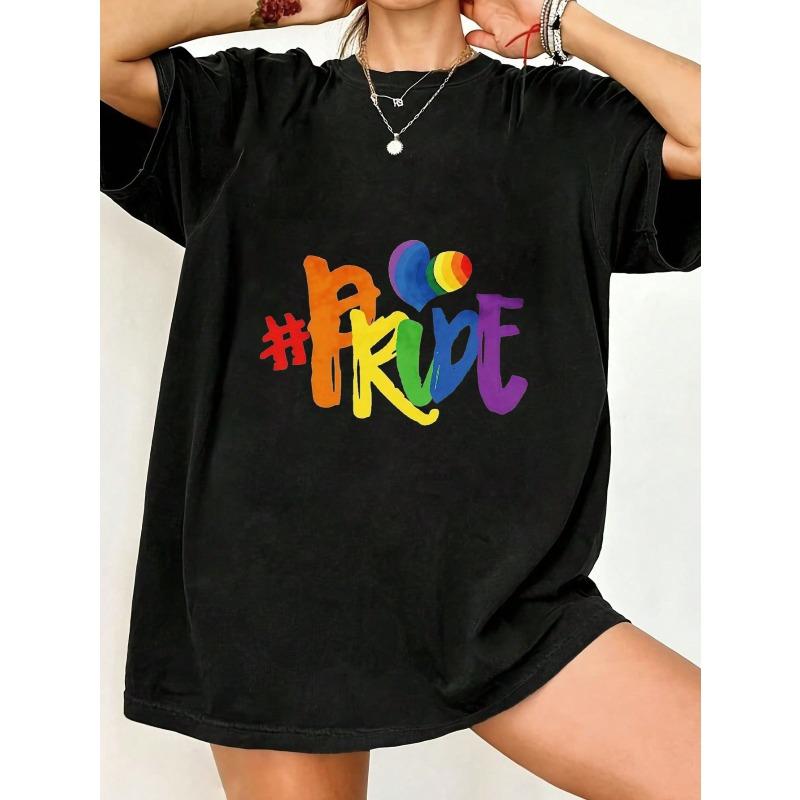Black Oversized T Shirt With Rainbow Pride Print For Pride Parade And LGBTQ Celebration